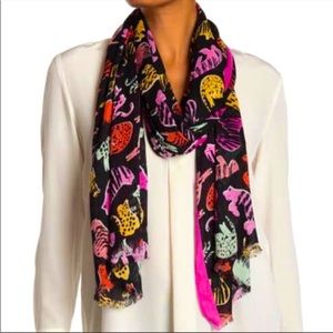 NWT Kate Spade Cats Oblong Scarf Fuchsia Glow